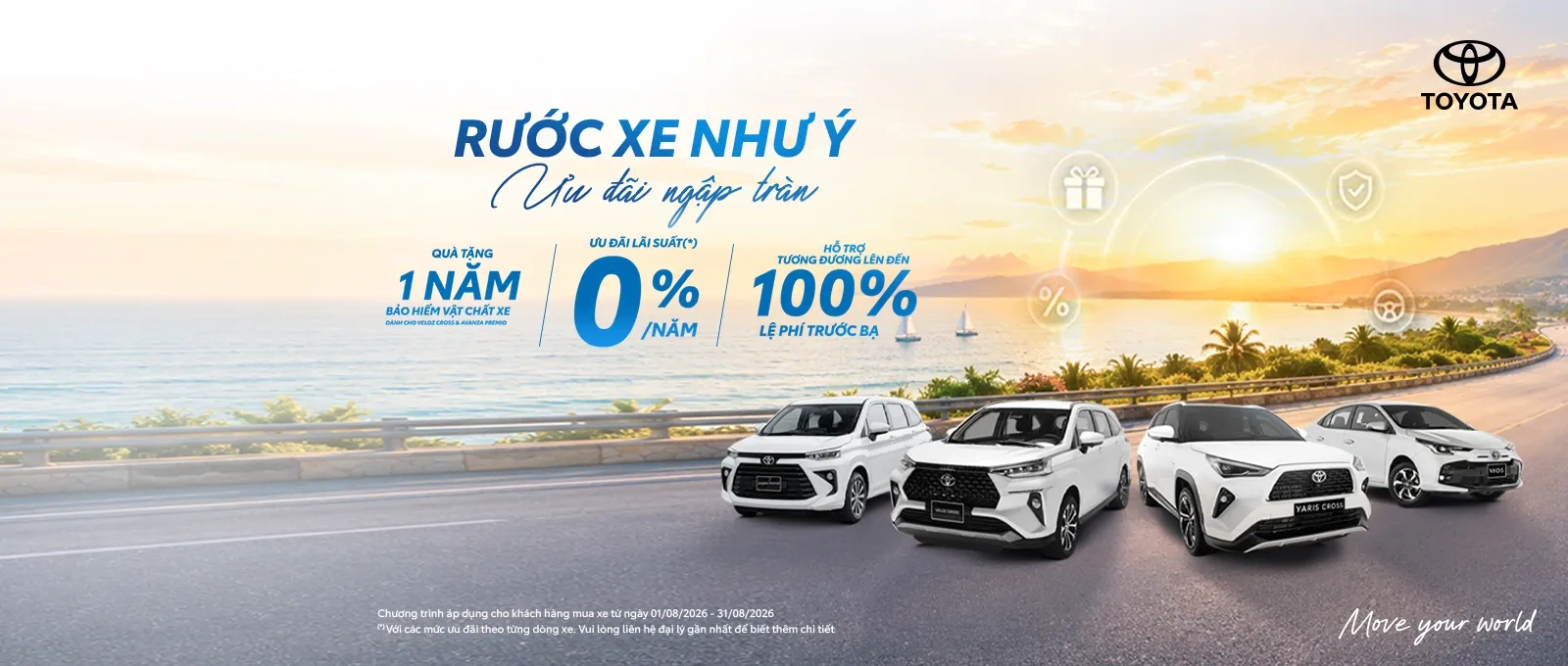 Chương trình tháng 08/2026: RƯỚC XE NHƯ Ý - ƯU ĐÃI NGẬP TRÀN