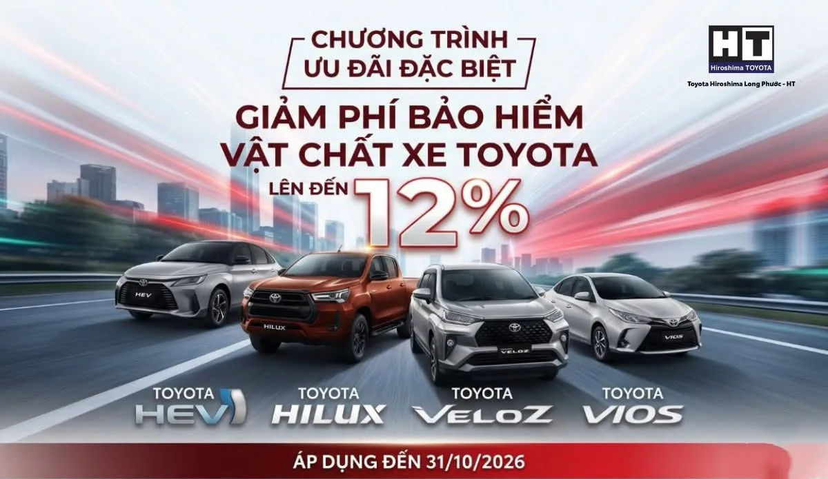 ƯU ĐÃI BẢO HIỂM TOYOTA THÁNG 10/2026 – GIẢM PHÍ ĐẾN 12%