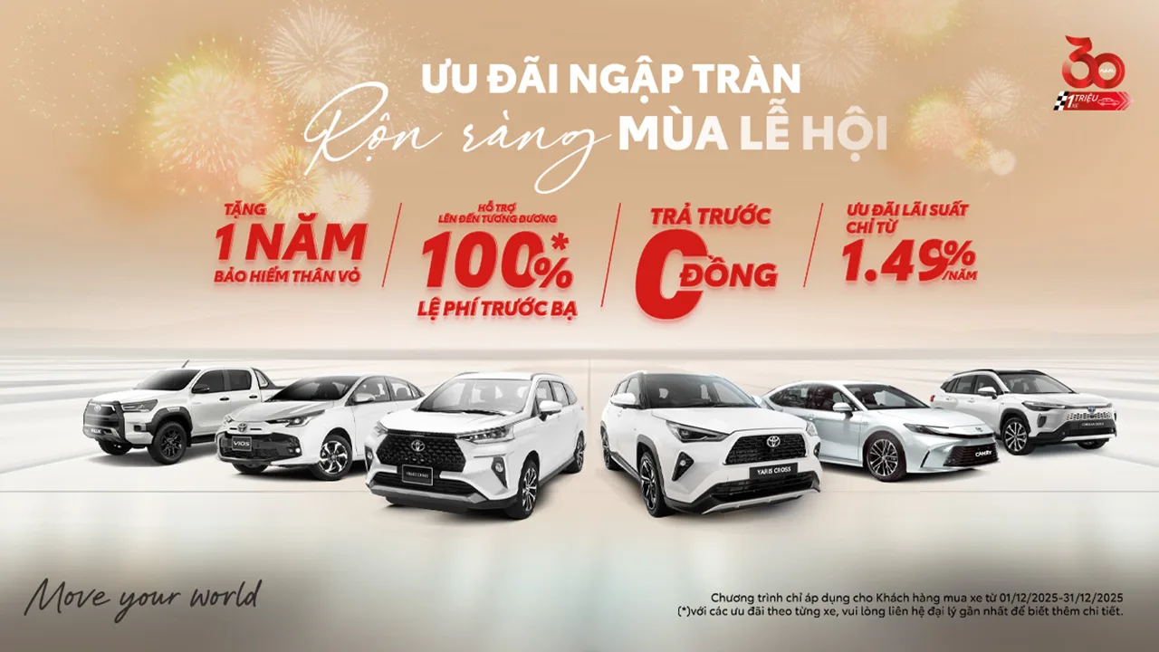 Khuyến mãi mua xe Toyota tháng 12/2025: ƯU ĐÃI NGẬP TRÀN - RỘN RÀNG MÙA LỄ HỘI