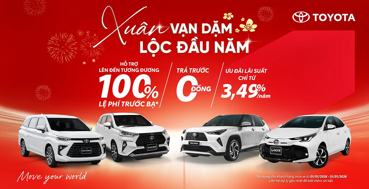 Chương trình ưu đãi mua xe Toyota tháng 01/2026: XUÂN VẶN DẶM - LỘC ĐẦU NĂM