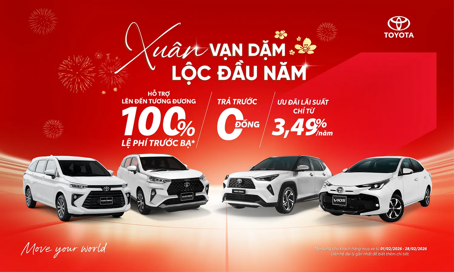 Chương trình ưu đãi mua xe Toyota tháng 02/2026: XUÂN VẶN DẶM - LỘC ĐẦU NĂM