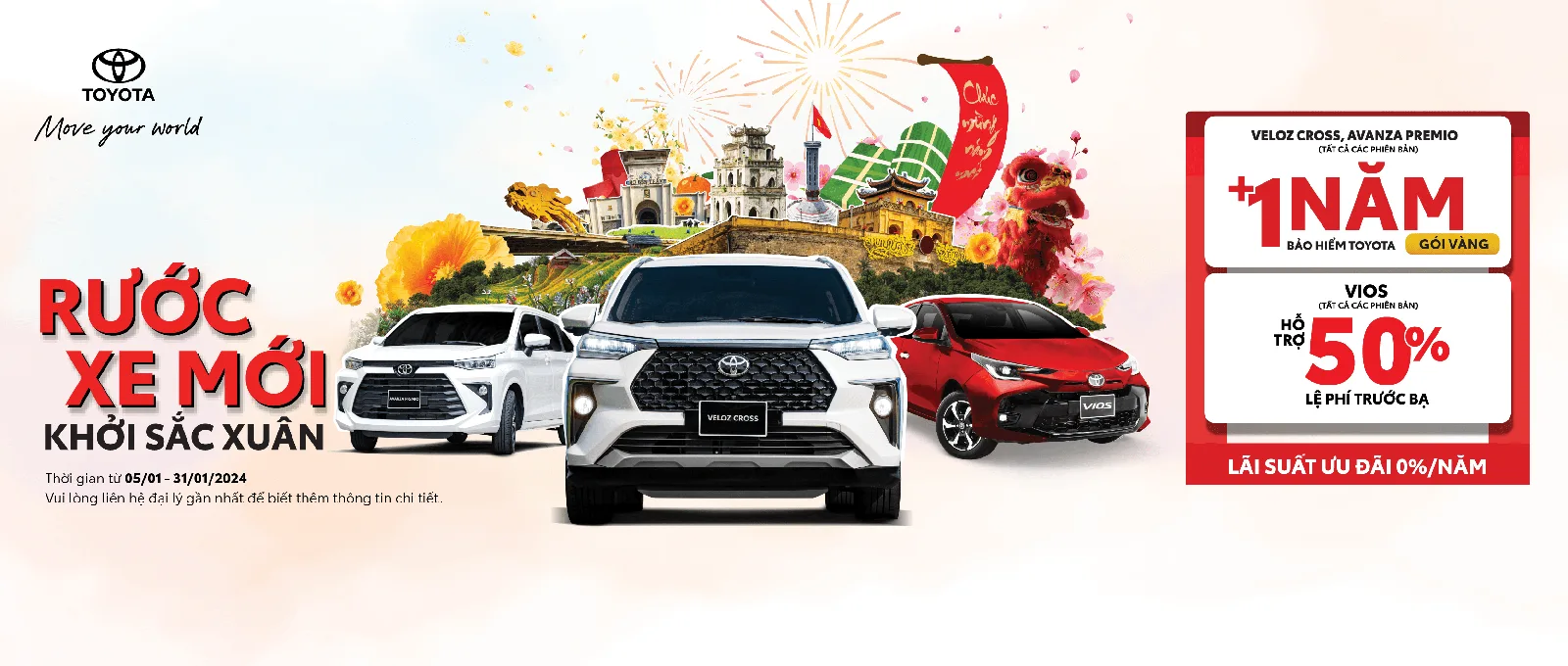 Khuyến mại hấp dẫn cho các mẫu xe Toyota trong tháng 01/2024