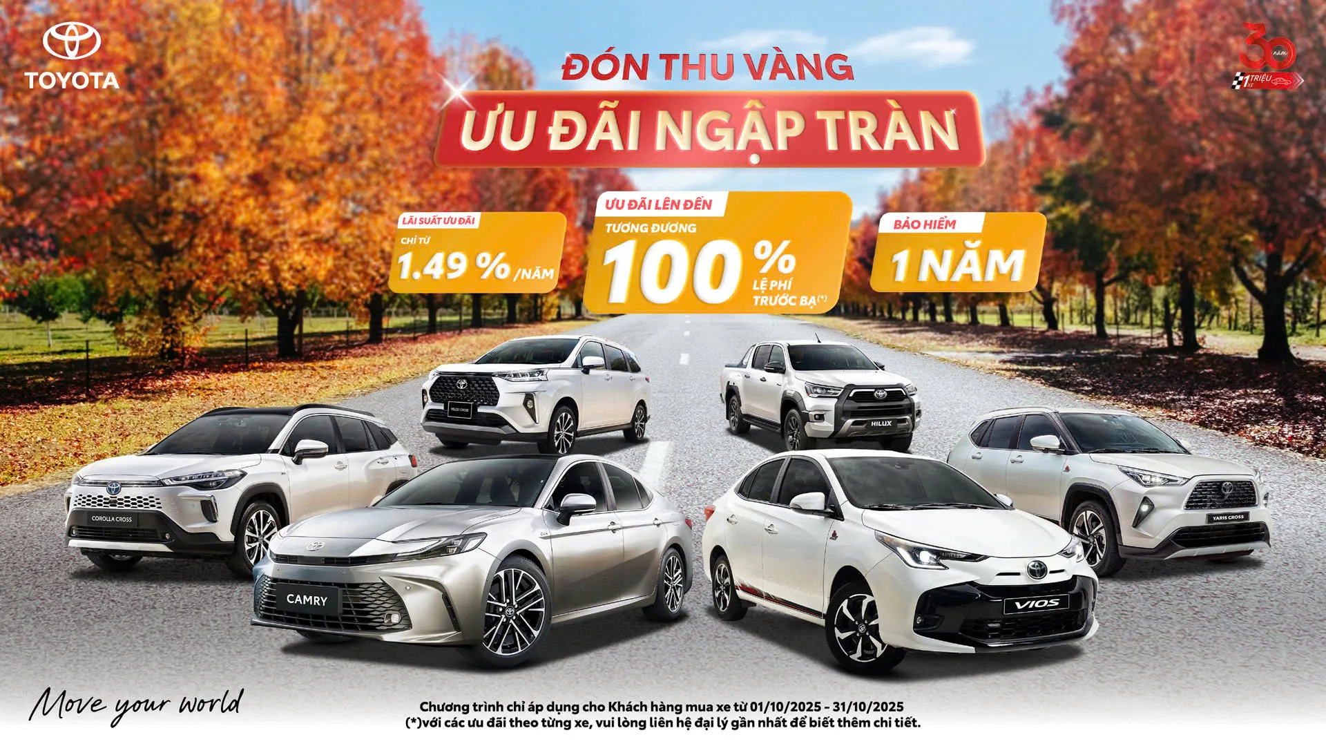 Khuyến mãi mua xe Toyota tháng 10/2025: ĐÓN THU VÀNG - ƯU ĐÃI NGẬP TRÀN